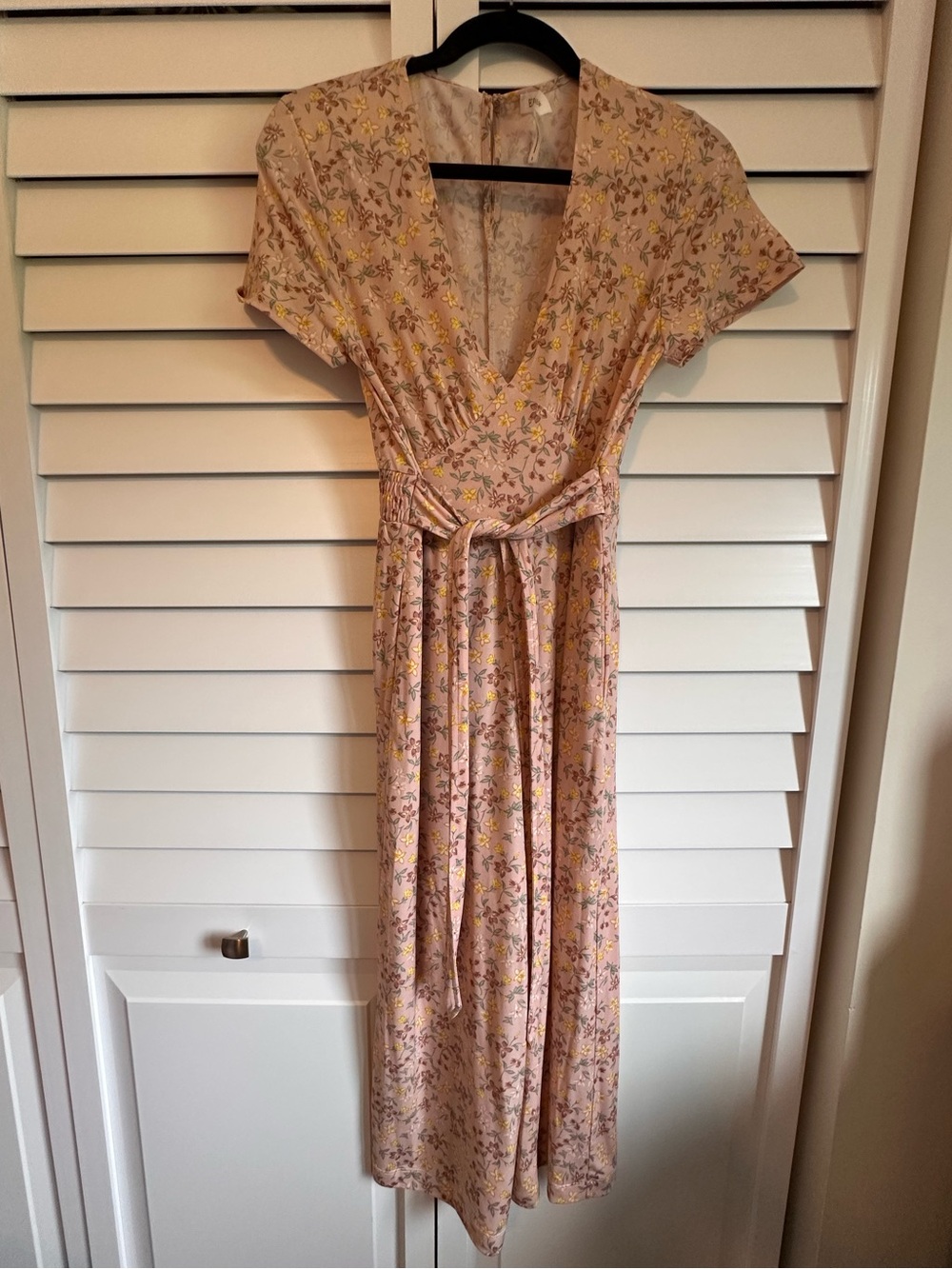 BCBGeneration Light Pink Floral Top with Yellow Accents